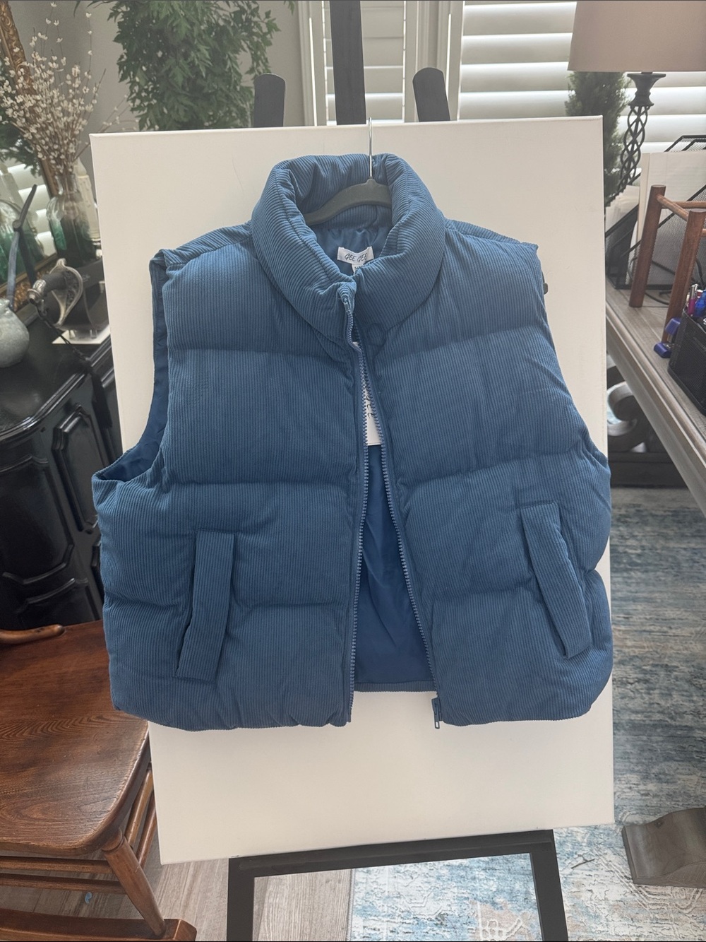 Blue Corduroy Puffer Vest - Gee Gee 1XL NWT